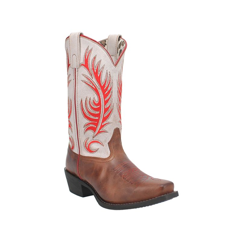 LAREDO - WOMEN'S FEATHER LOVE WESTERN BOOTS - SQUARE TOE-WHITE