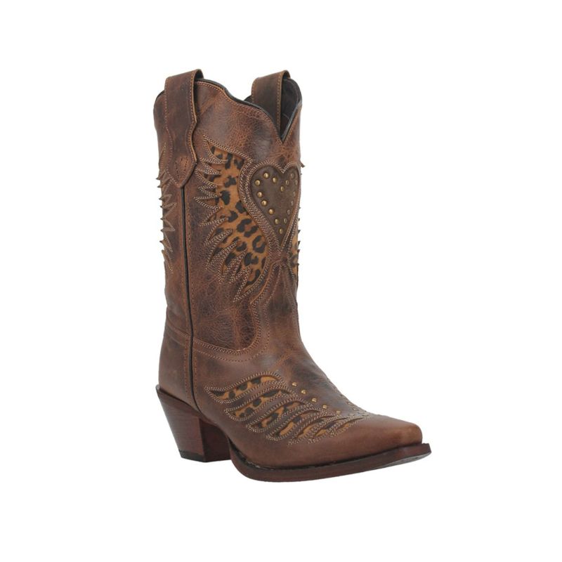 LAREDO - WOMEN'S STELLA LEOPARD PRINT INLAY STUDDED WESTERN BOOT