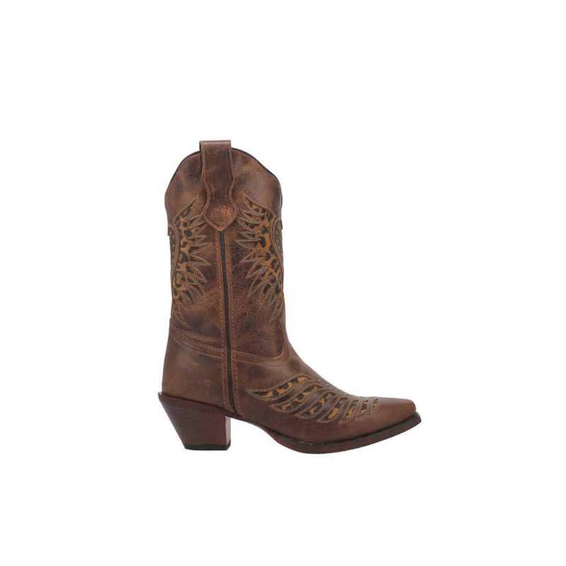 LAREDO - WOMEN'S STELLA LEOPARD PRINT INLAY STUDDED WESTERN BOOT