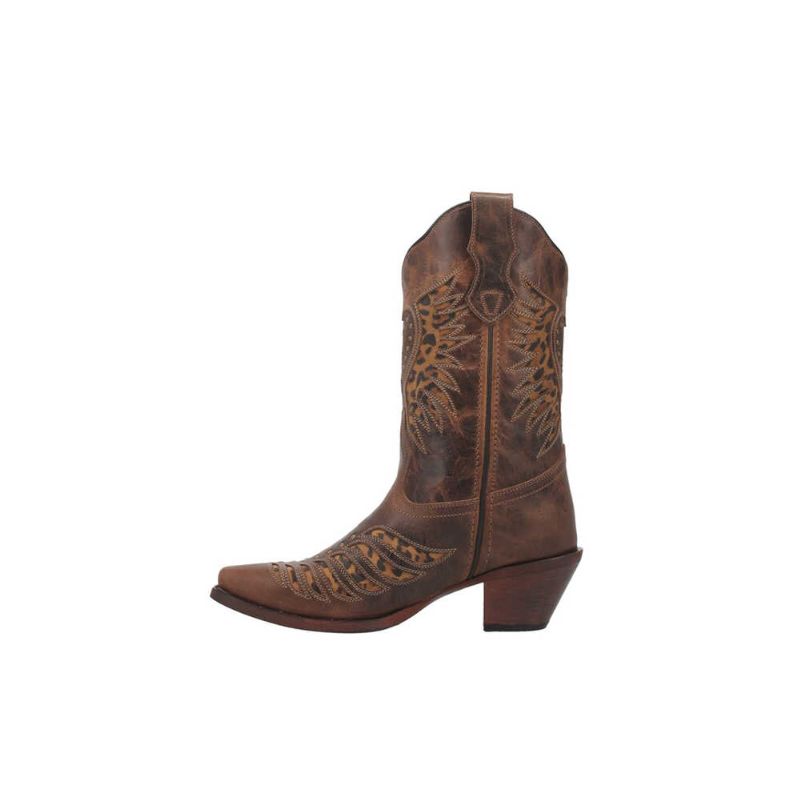 LAREDO - WOMEN'S STELLA LEOPARD PRINT INLAY STUDDED WESTERN BOOT