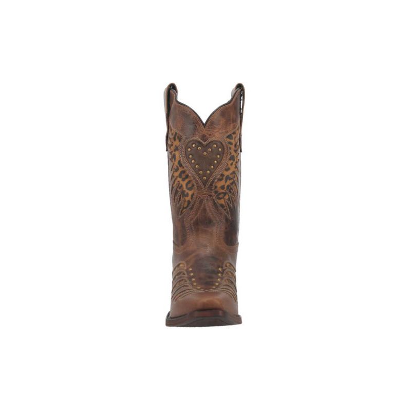 LAREDO - WOMEN'S STELLA LEOPARD PRINT INLAY STUDDED WESTERN BOOT