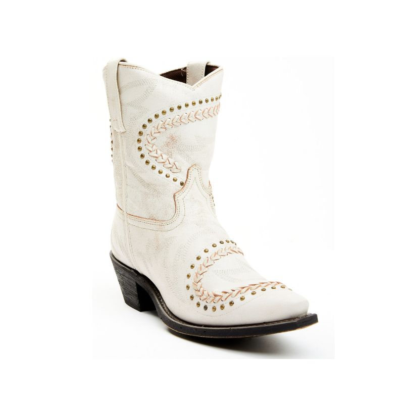 LAREDO - WOMEN'S BONE EMBELLISHED BOOTIES - SNIP TOE-OFF WHITE