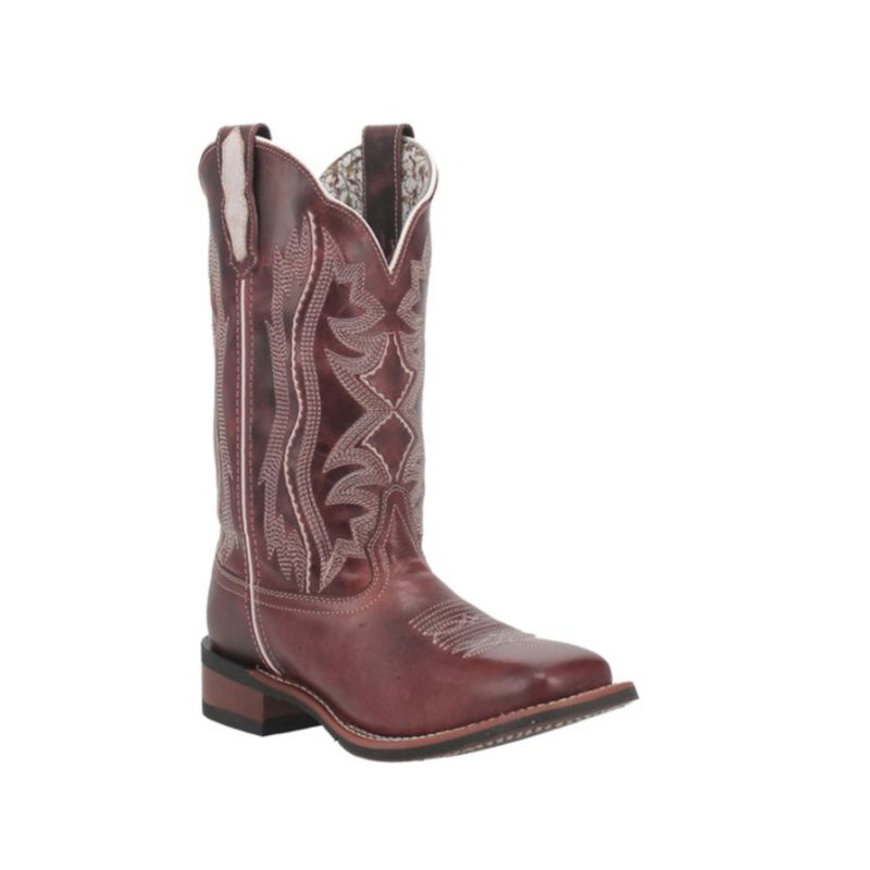 LAREDO - WOMEN'S WILLA WESTERN BOOTS - BROAD SQUARE TOE-WINE