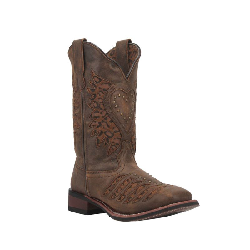 LAREDO - WOMEN'S STELLA LEOPARD PRINT INLAY STUDDED WESTERN PERF