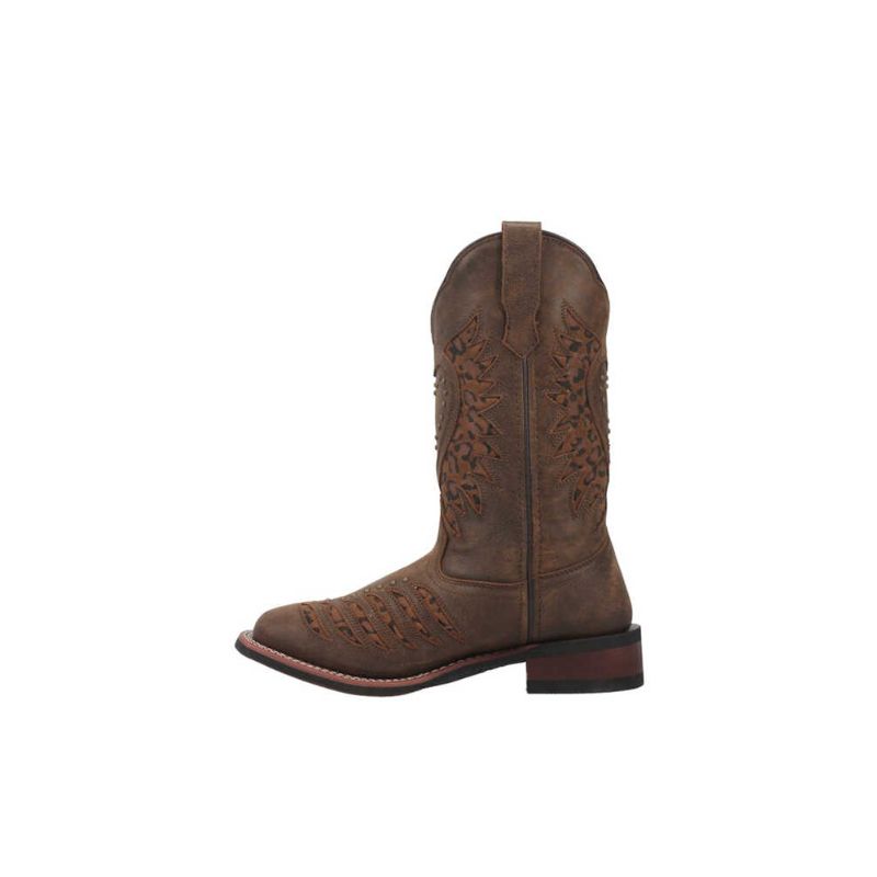 LAREDO - WOMEN'S STELLA LEOPARD PRINT INLAY STUDDED WESTERN PERF