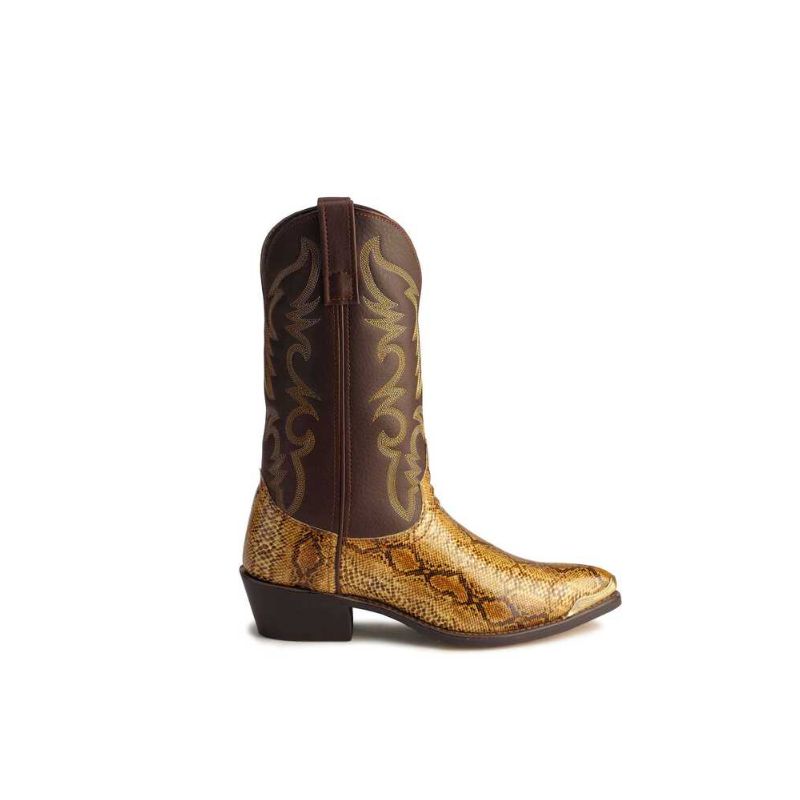 LAREDO - MEN'S PYTHON PRINT WESTERN BOOTS - POINTED TOE-BROWN
