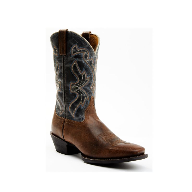 LAREDO - MEN'S MCKINNEY WESTERN BOOTS - SQUARE TOE-BROWN/BLUE