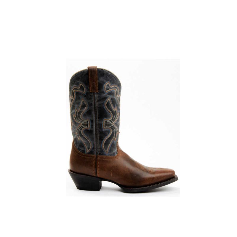 LAREDO - MEN'S MCKINNEY WESTERN BOOTS - SQUARE TOE-BROWN/BLUE