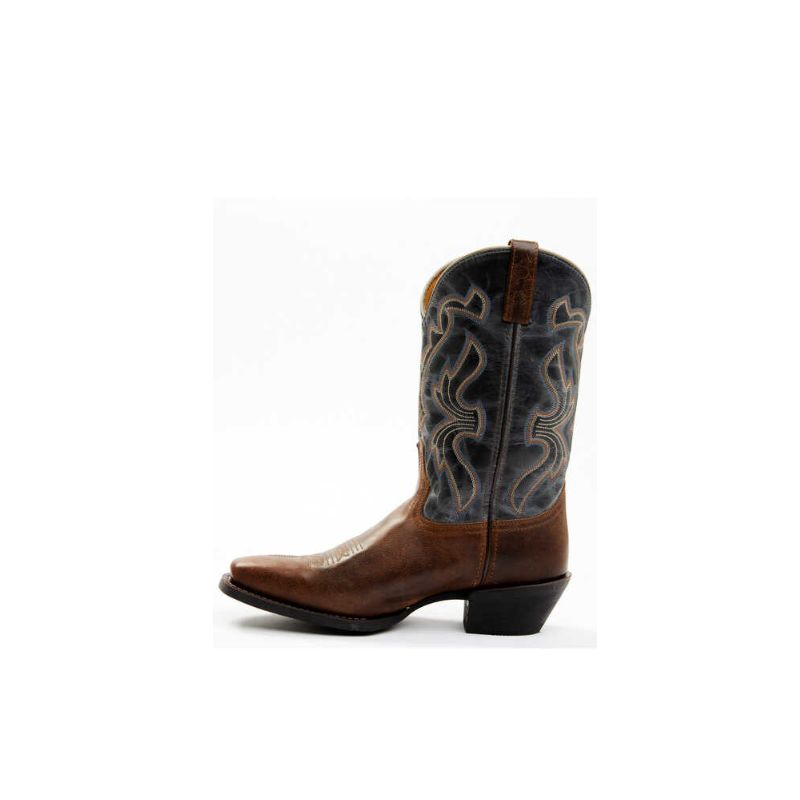 LAREDO - MEN'S MCKINNEY WESTERN BOOTS - SQUARE TOE-BROWN/BLUE