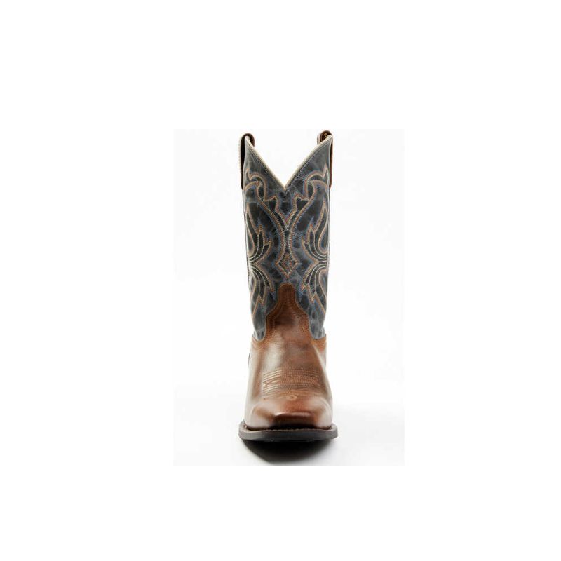 LAREDO - MEN'S MCKINNEY WESTERN BOOTS - SQUARE TOE-BROWN/BLUE