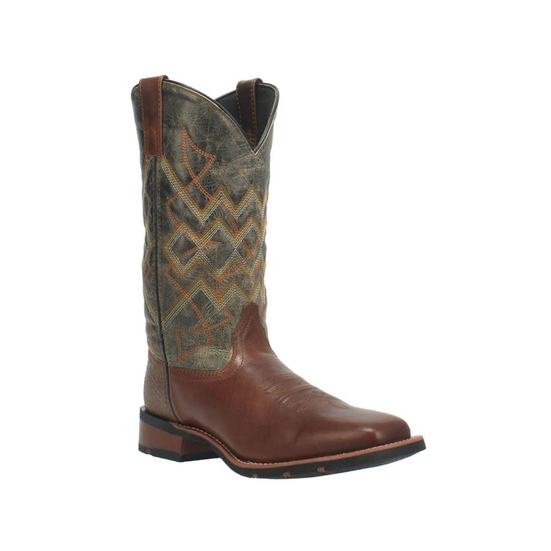 LAREDO - MEN'S GLAVINE WESTERN BOOTS - BROAD SQUARE TOE-BROWN