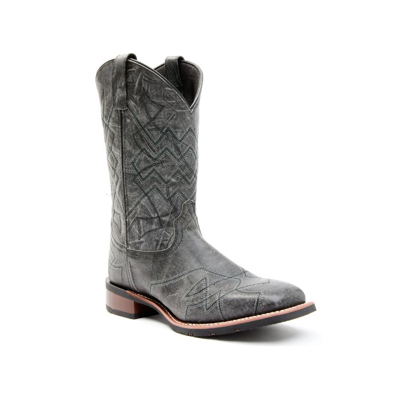 LAREDO - MEN'S CHARCOAL GEO STITCH WESTERN BOOTS - BROAD SQUARE