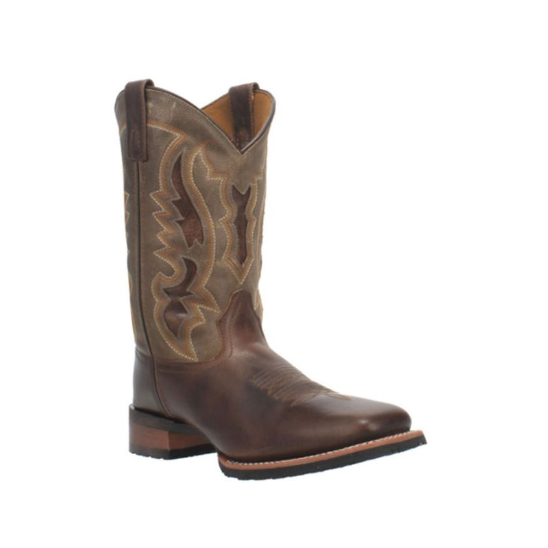 LAREDO - MEN'S BROWN WESTERN BOOTS - BROAD SQUARE TOE-BROWN