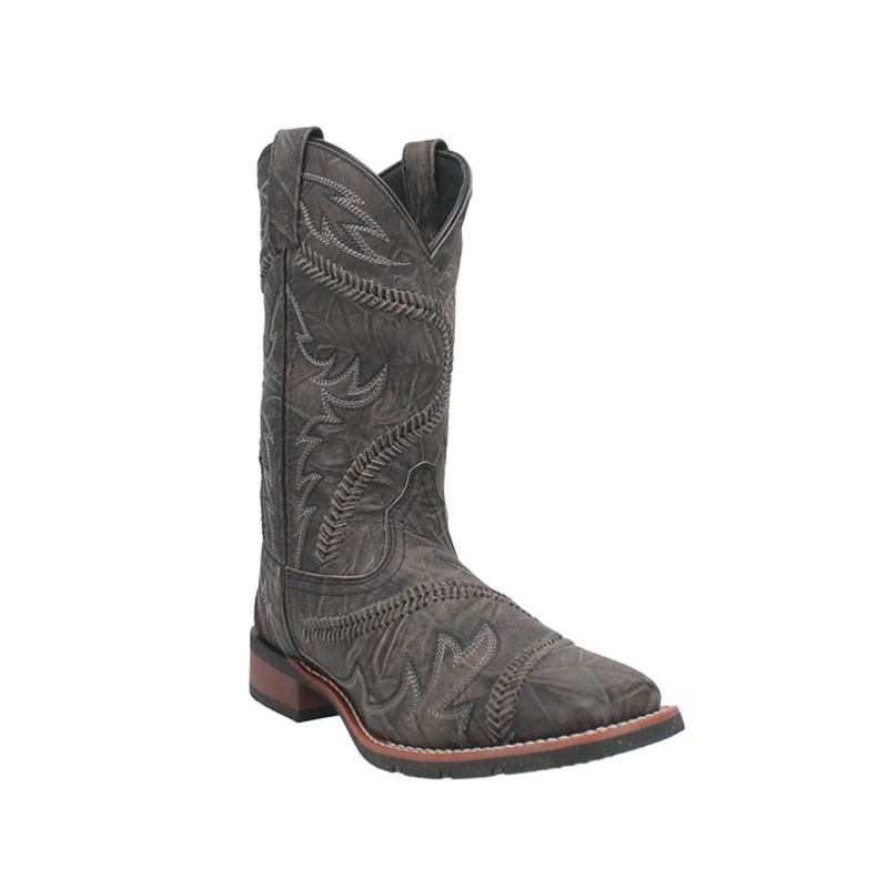 LAREDO - MEN'S 11" KADE WESTERN BOOTS - BROAD SQUARE TOE-CHARCOA