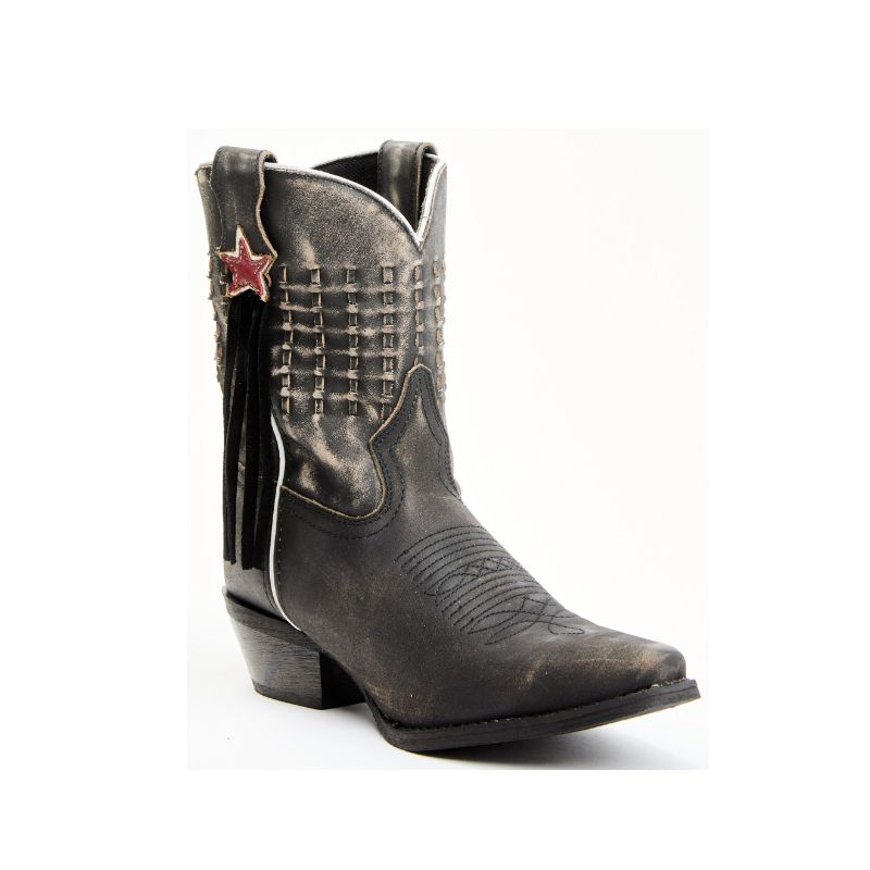 LAREDO - WOMEN'S BLACK DISTRESSED FRINGE WESTERN BOOTS - SNIP TO